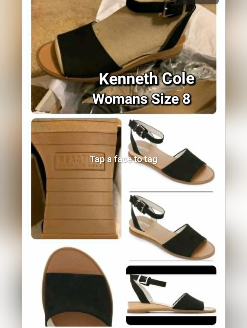 Kenneth Cole Black and Tan Women's Ankle-Strap Sandals